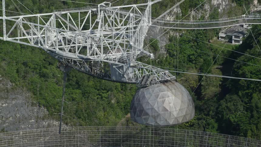 Aerial view of the arecibo radio telescope in puerto rico
