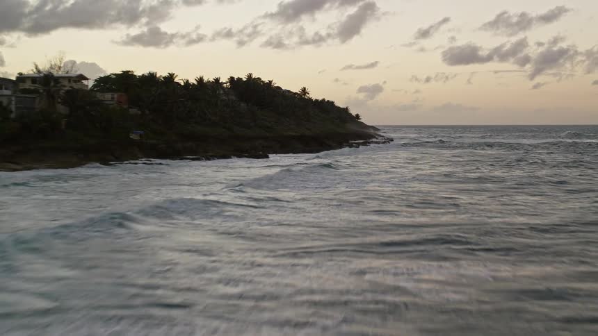 Homes line the edge of the island