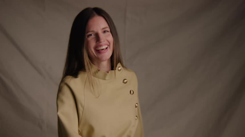 Smiling model in a studio