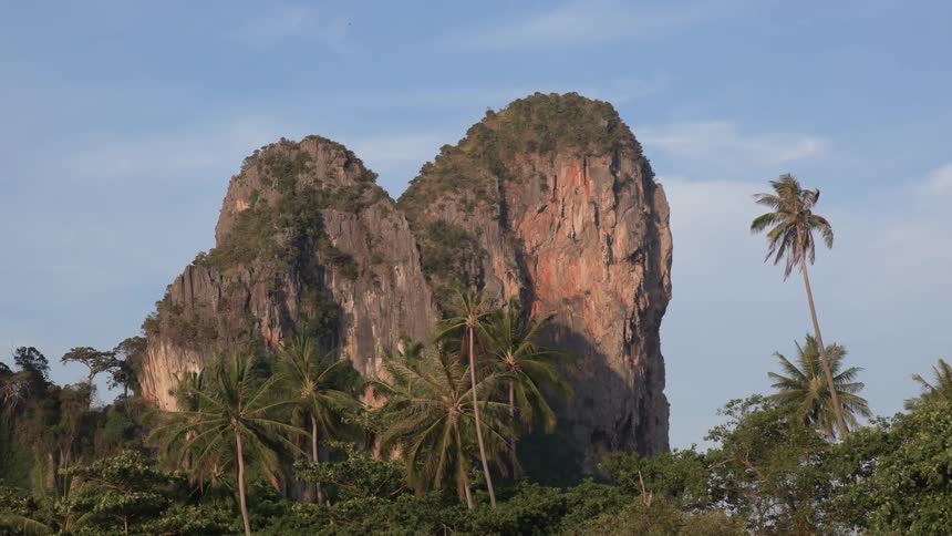 Very large rock formation surrounded by trees