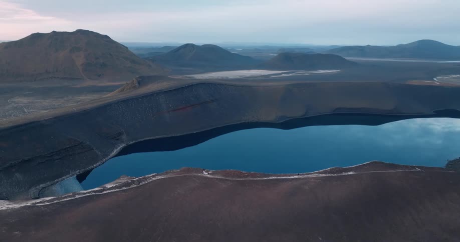 A large lake in a mountain valley