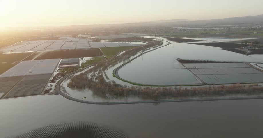 The farm land is flooded
