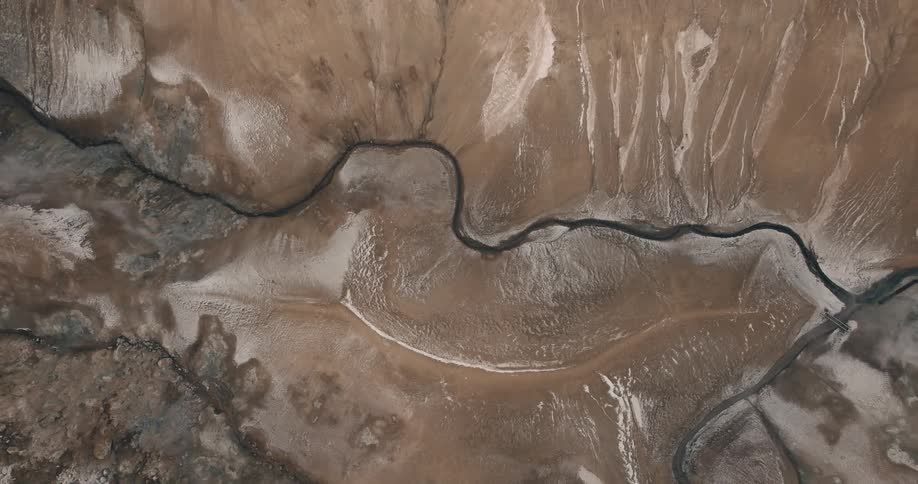 Desert and river with mountains