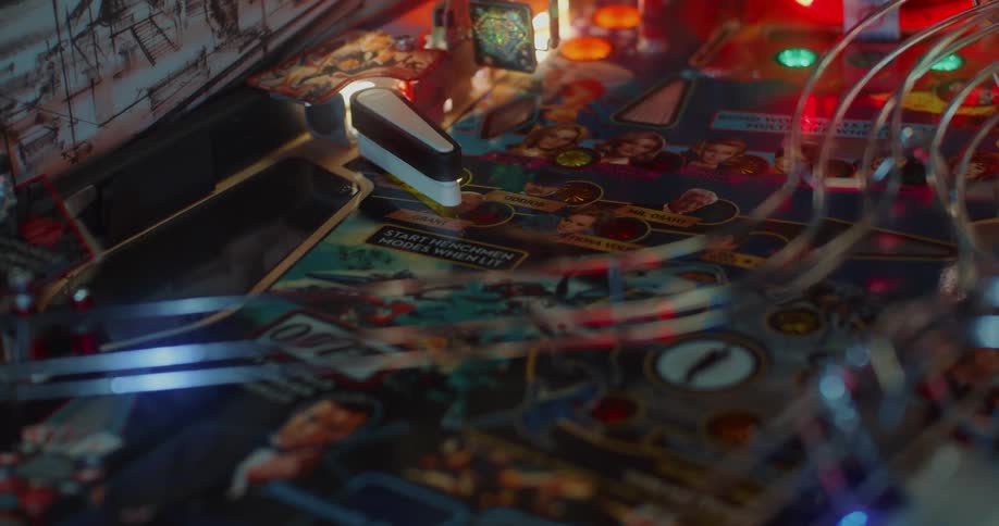 A closeup of a pinball machine
