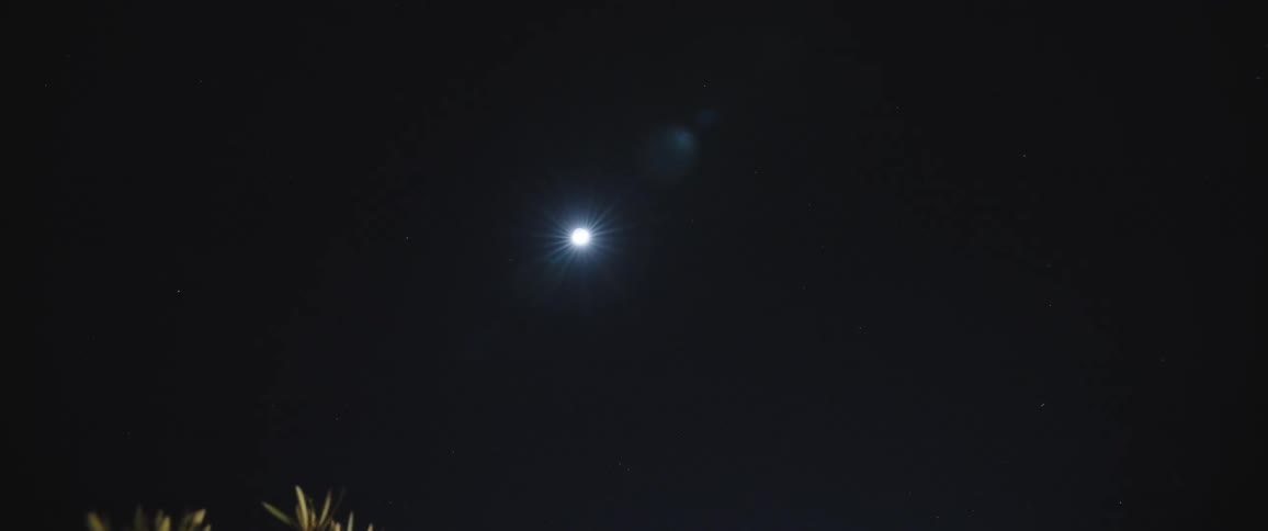 A full moon shining in the starry sky
