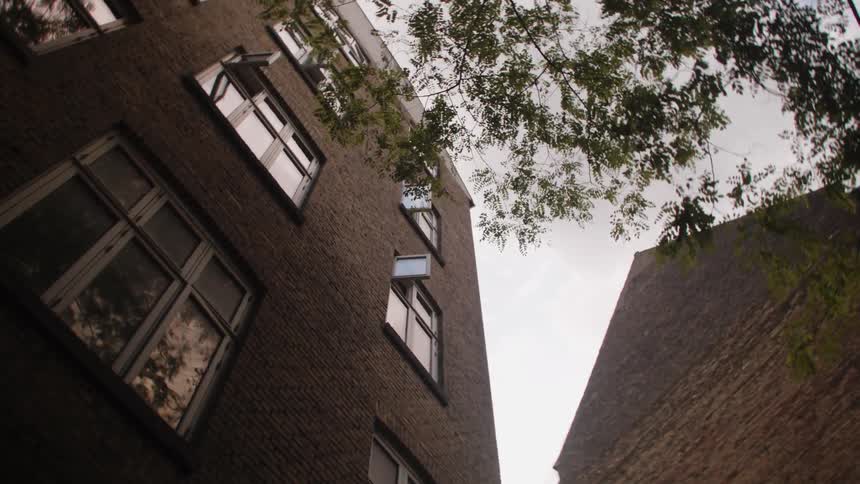 Upward view of residential buildings on a blog day