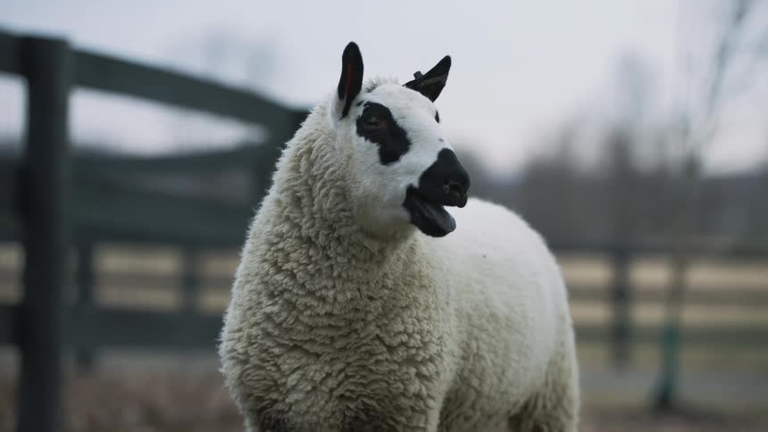 A sheep bleating