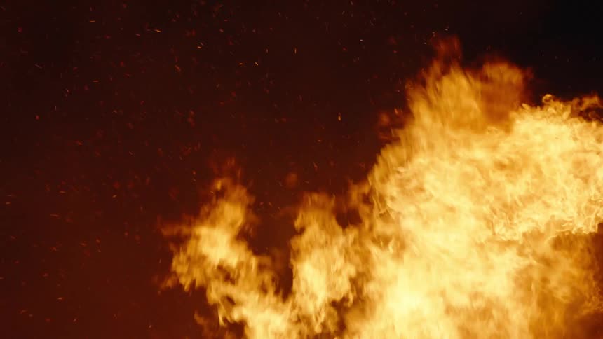 Raging fire at night