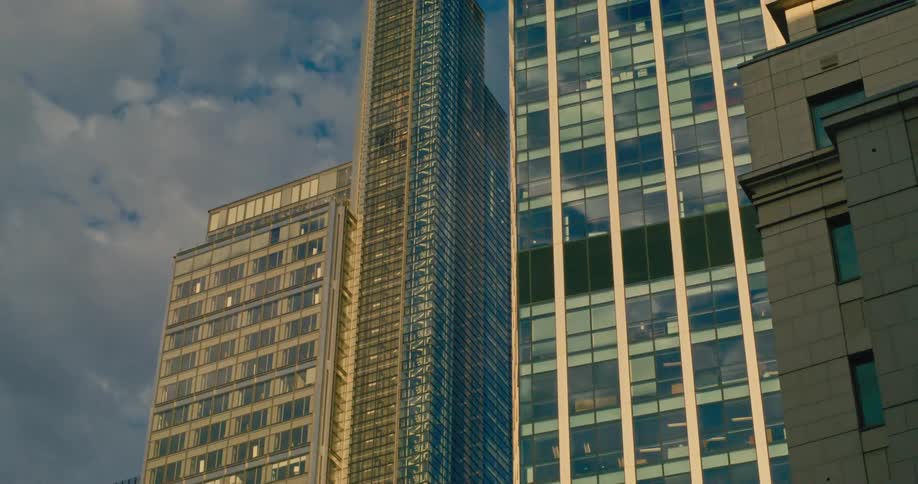 Skyscrapers fill the sky in a city