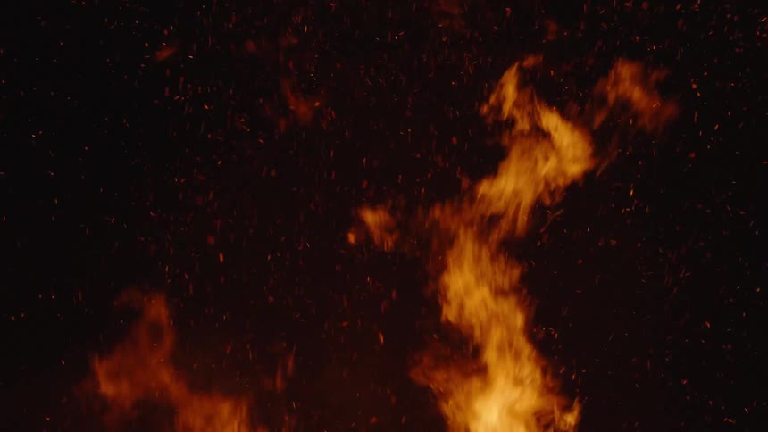 Huge fire combustion rising at night