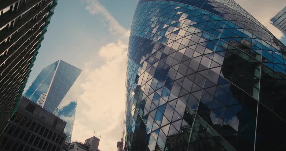 Modern architecture and exterior of 30 st mary ax the gherkin building