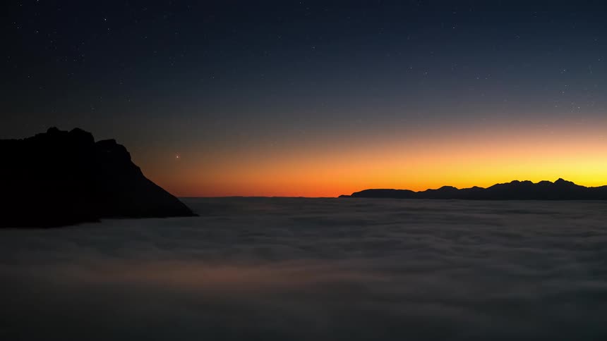 Cloudy sky during starry dusk