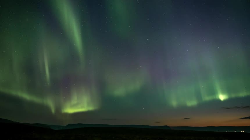 Night sky landscape with aurora borealis