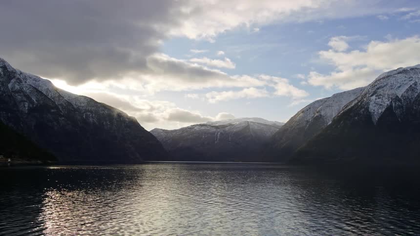 A lake between mountains
