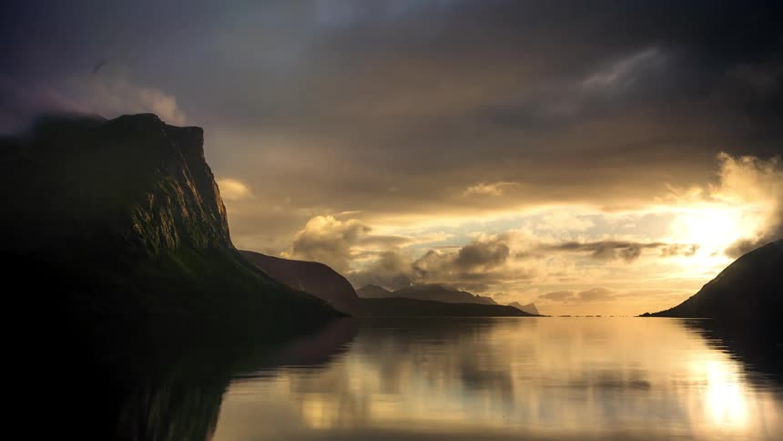 Time lapse of a placid river between mountains