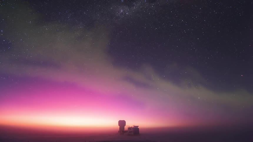 The telescope is turning as the stars pass over at dawn