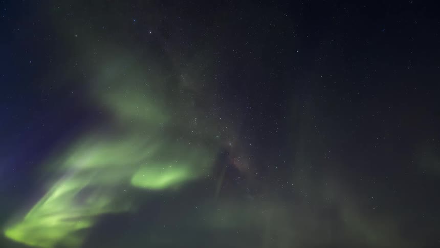 Aurora Australis partially obscures night sky