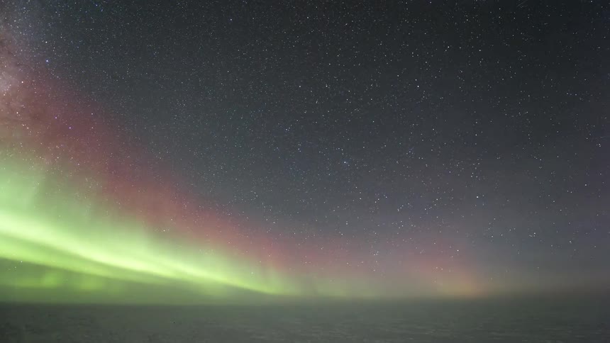 Night sky landscape with Aurora Australis and stars