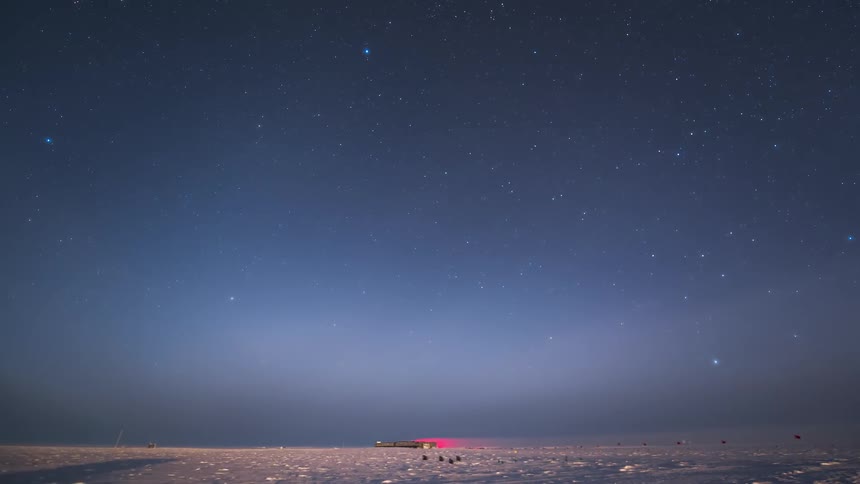 A telescope is in the snow
