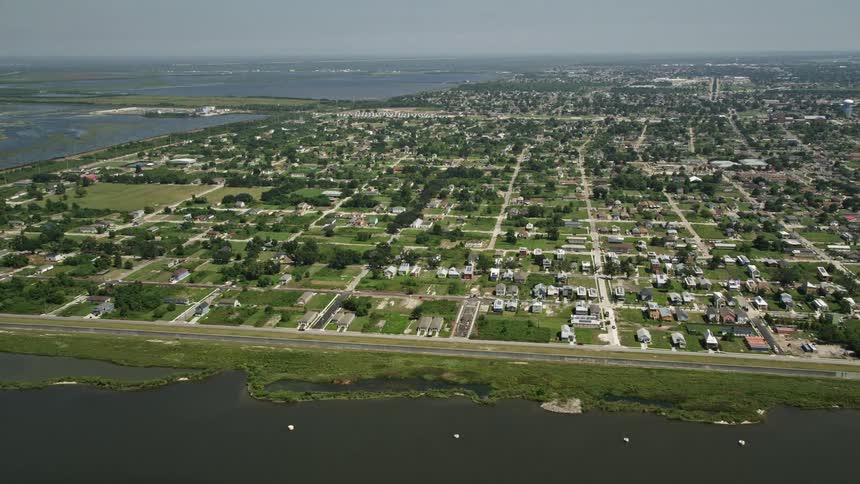 A suburban area near a river
