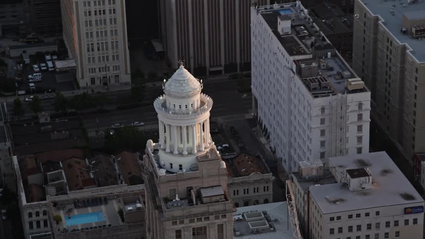 Aerial of a tower of a building in a metropolitan city