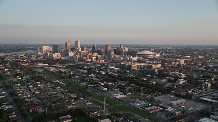Aerial panorama aerial panorama of a metropolitan city with the skyscraper by the sea