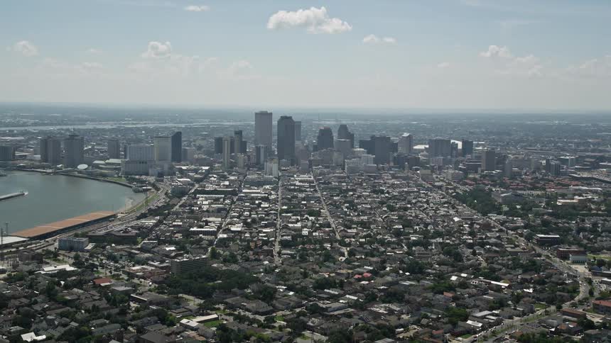 A large city with a coastal tower block