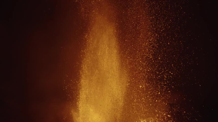 Lava is blown into the air by an active volcano