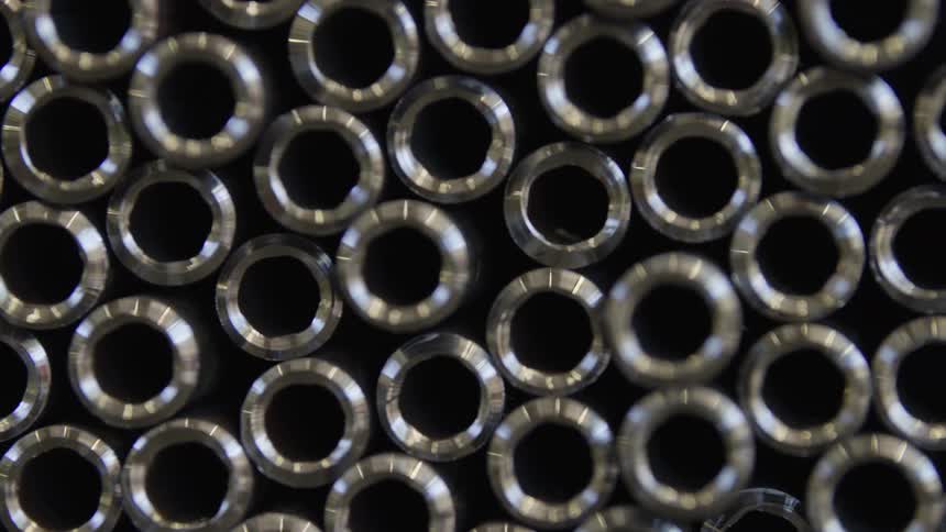 Extreme closeup on metallic alleys on a black background