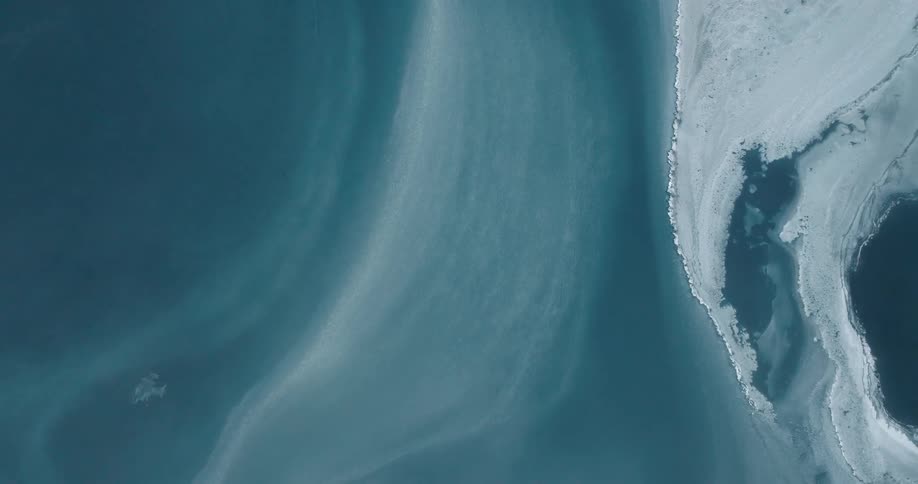 Long distance aerial panorama of the blue sea