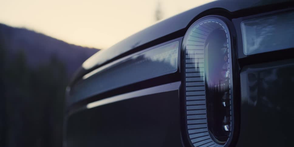 A car headlight is turning on