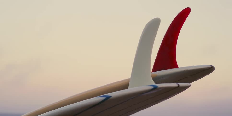 Closeup on two surfboards