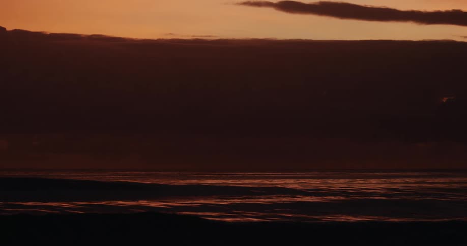 Ocean landscape with red sky