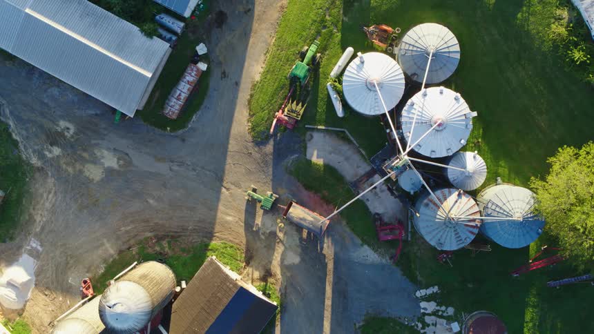 An aerial clip of a rural industry