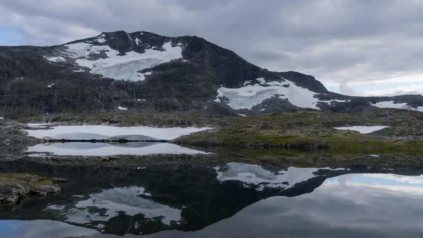 A lake located near a mountain