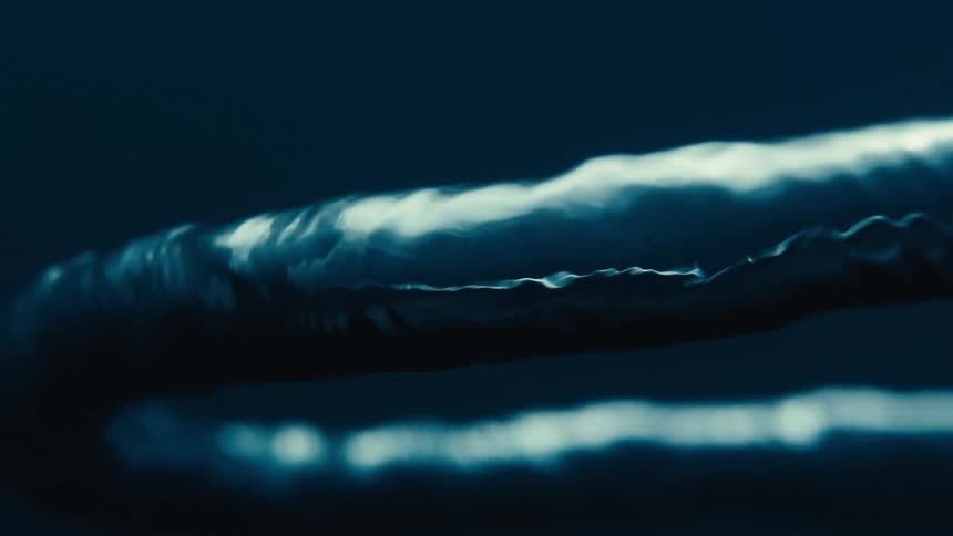 Fluid forms a sort of half loop
