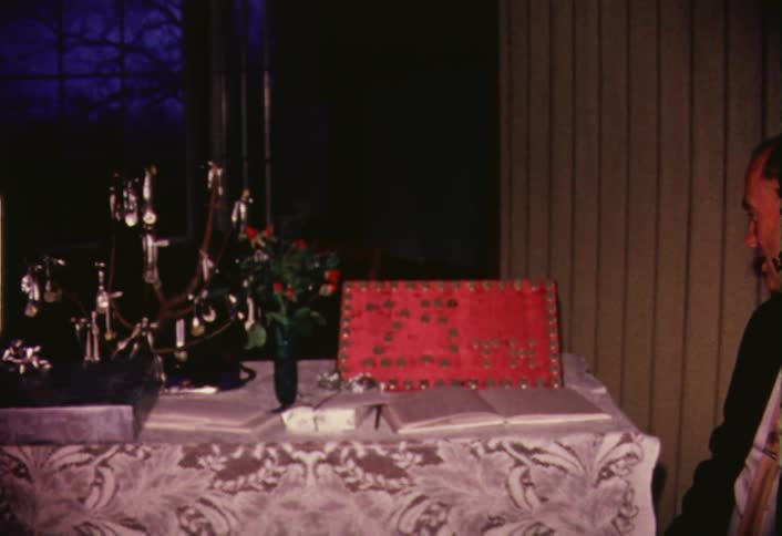 Items sitting on a banquet table  for a celebration