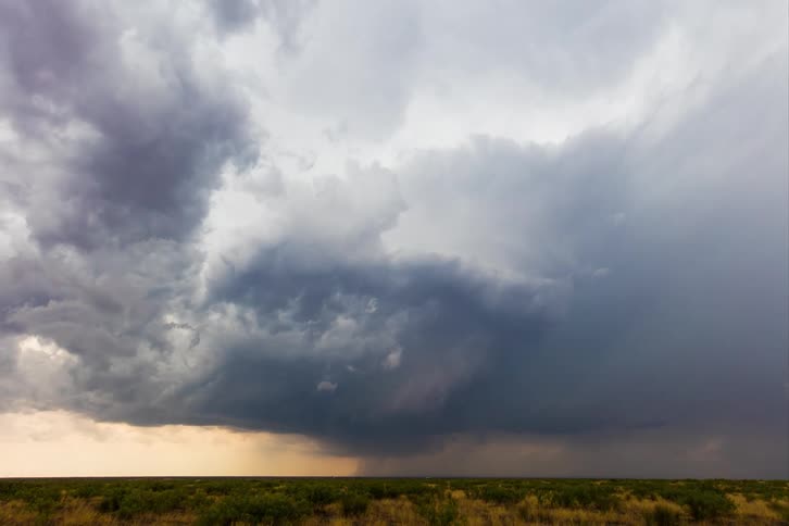 Rain clouds rolling through the sky over the plains