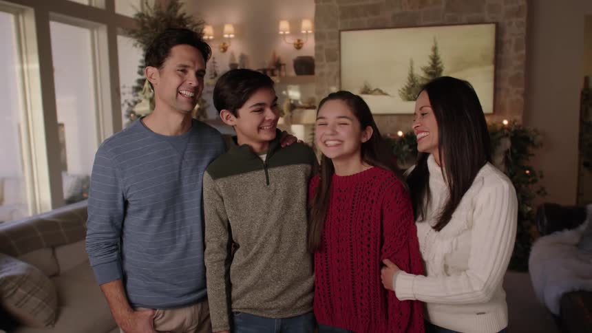 A family laugh together