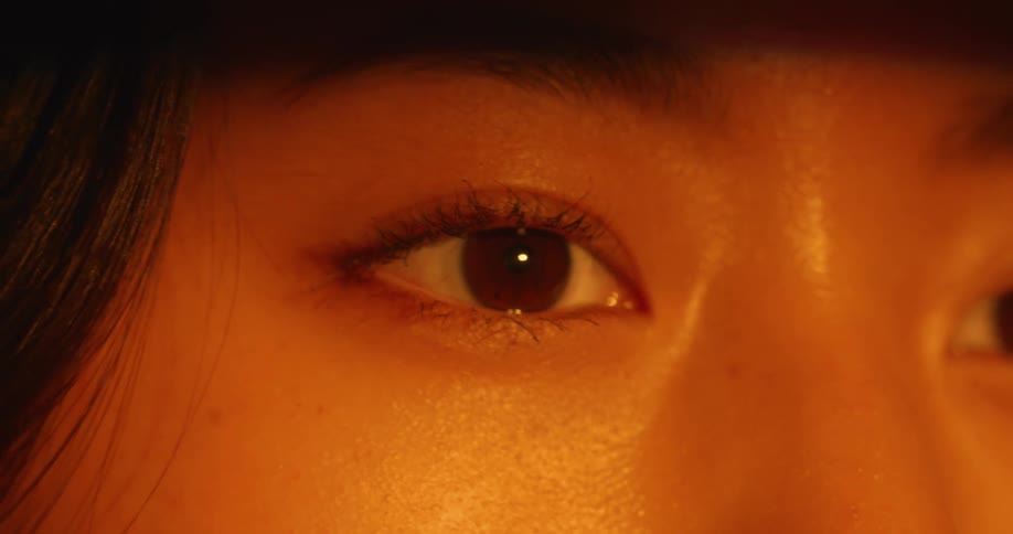 Close up of womans brown eyes