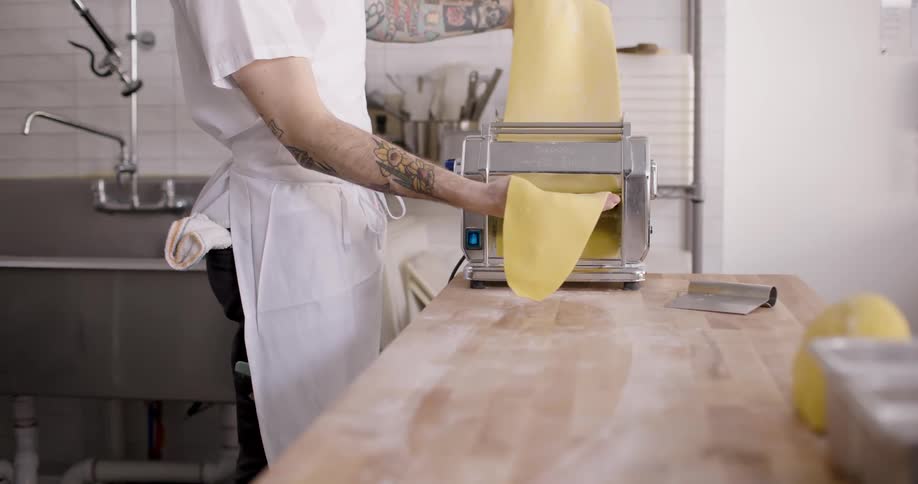 A clip of a chef processing a flower