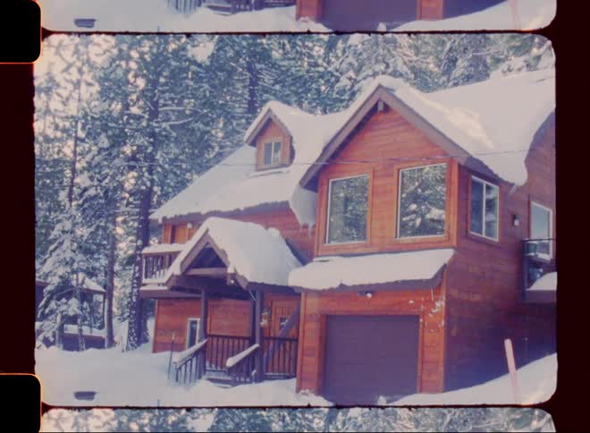 Houses in the winter in a forest