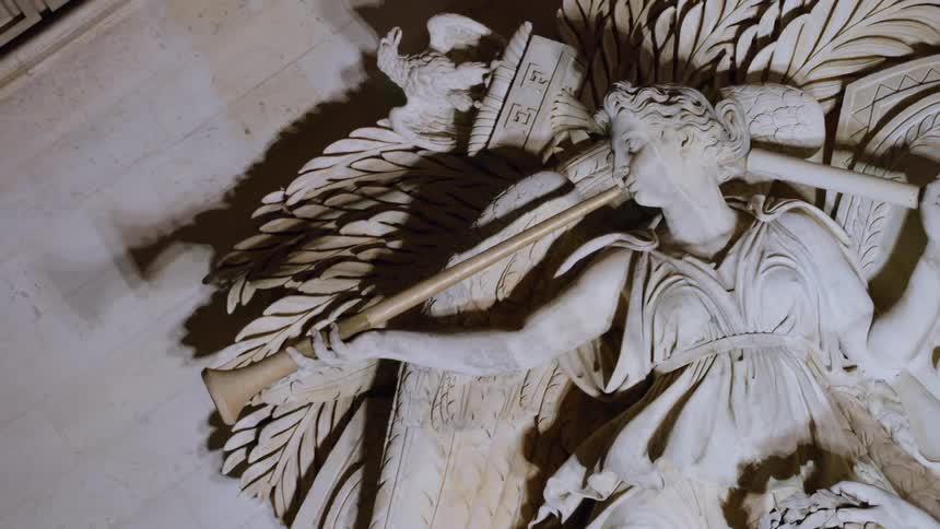 Detail of a sculpture on the arc de triomphe in paris