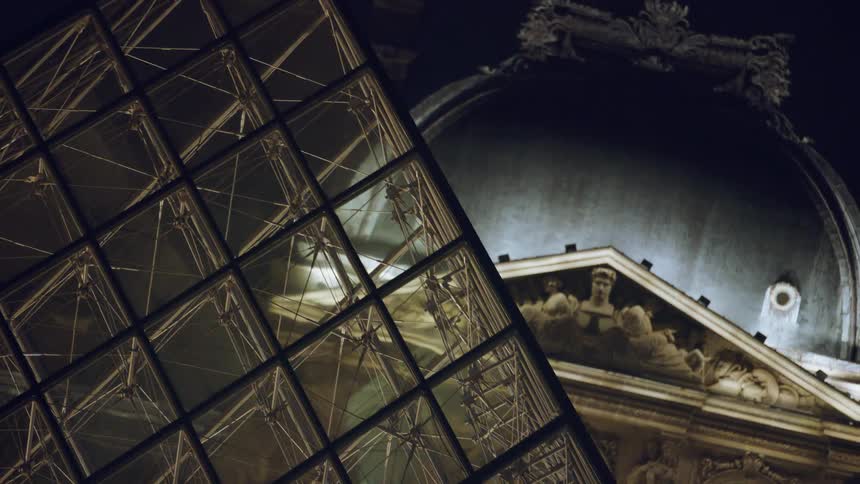 Louvre museum in france at night