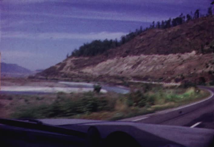 Driving past a small lake