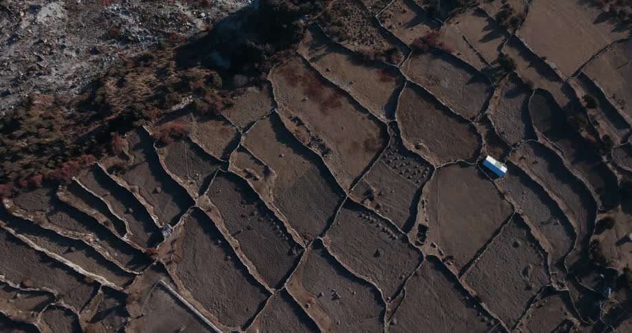 Aerial view of a clay soil on a mountain