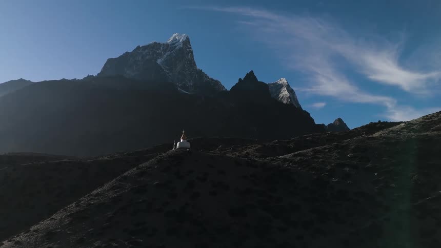 Sanctuary in the middle of a hill surrounded by mountains in a natural environment
