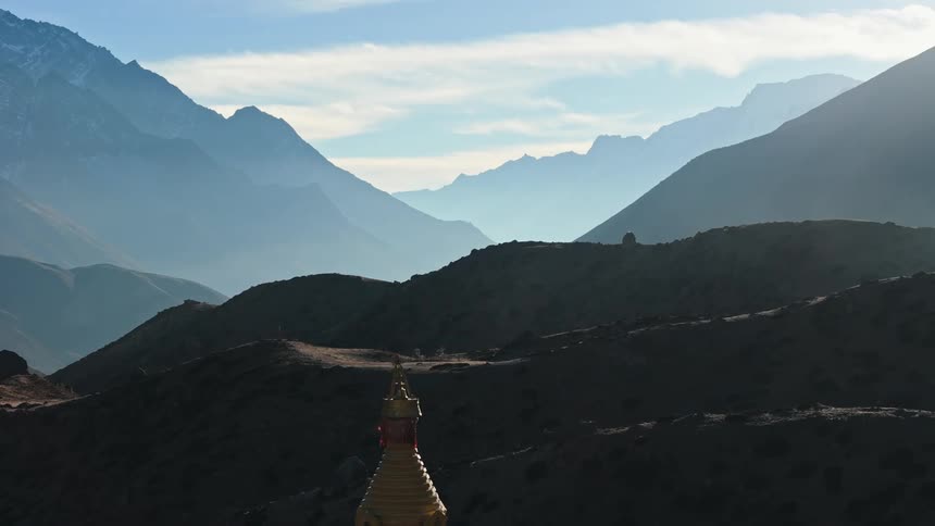 Temple in a ruin in the middle of mountains