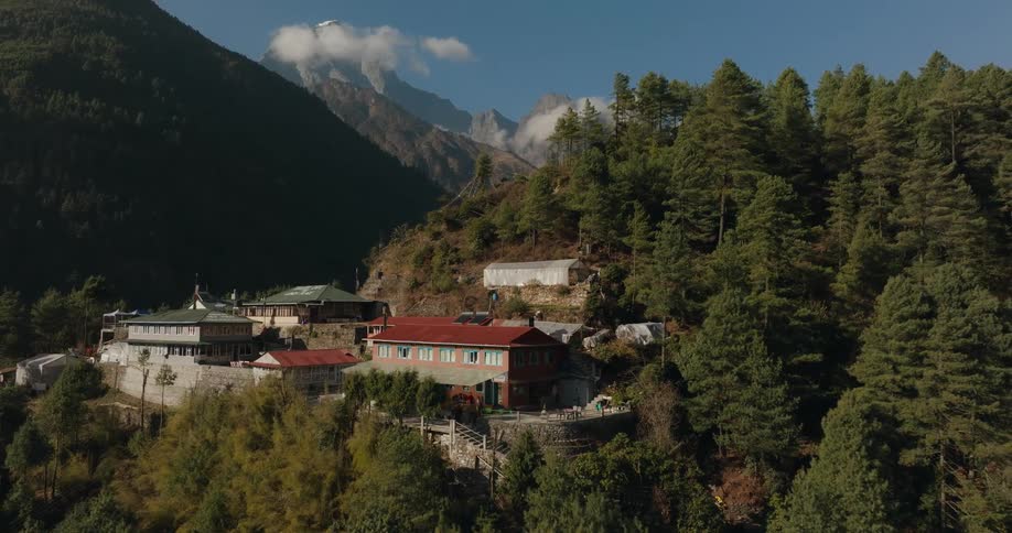 Small village built in the middle of forests in the mountains