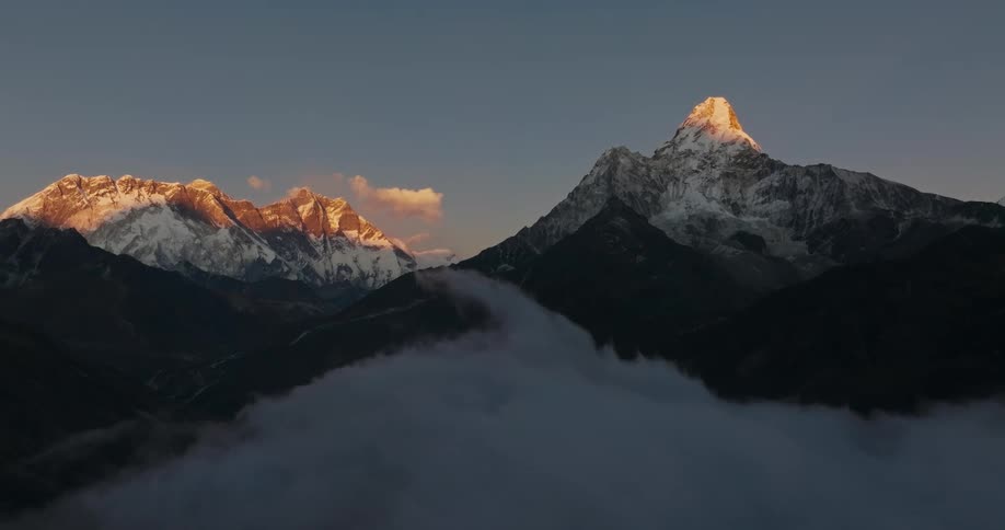 The mountains are covered with snow